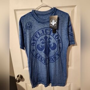 NWT Affliction Live Fast‎ Divio SS Crew T-Shirt Men's Medium Blue Skull Biker